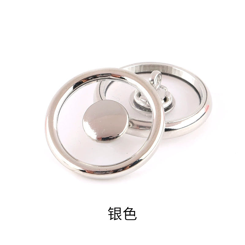 3491★ Botón redondo de metal transparente para abrigo de mujer, gabardina, botón de perla, ropa, suéter, decoración, botón grande, accesorios de ropa