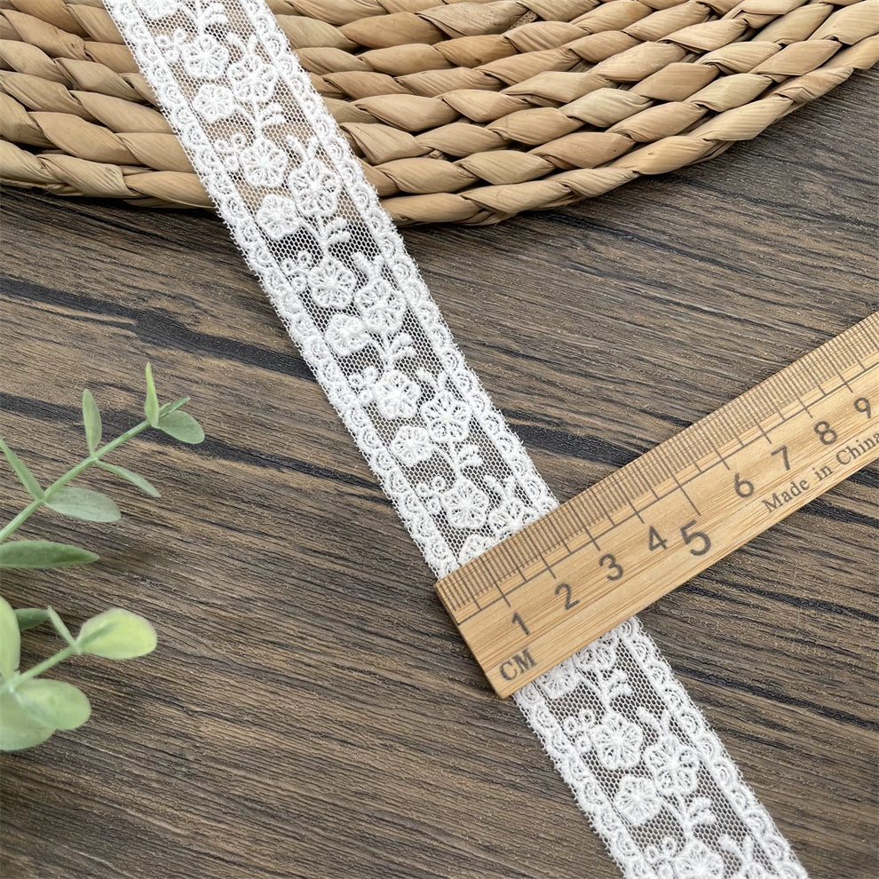 3813 Exportación de accesorios de encaje bordado de hilo de algodón de malla bilateral, material de costura a mano DIY, encaje con decoración