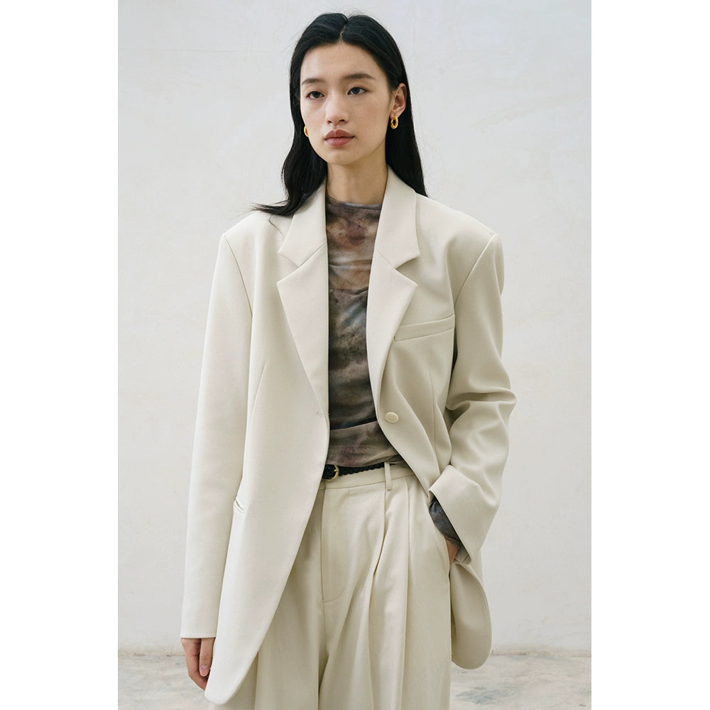 [Oferta especial por tiempo limitado] Blazer versátil blanco beige original de otoño e invierno, traje de perfil fino y cómodo para mujer 2024 