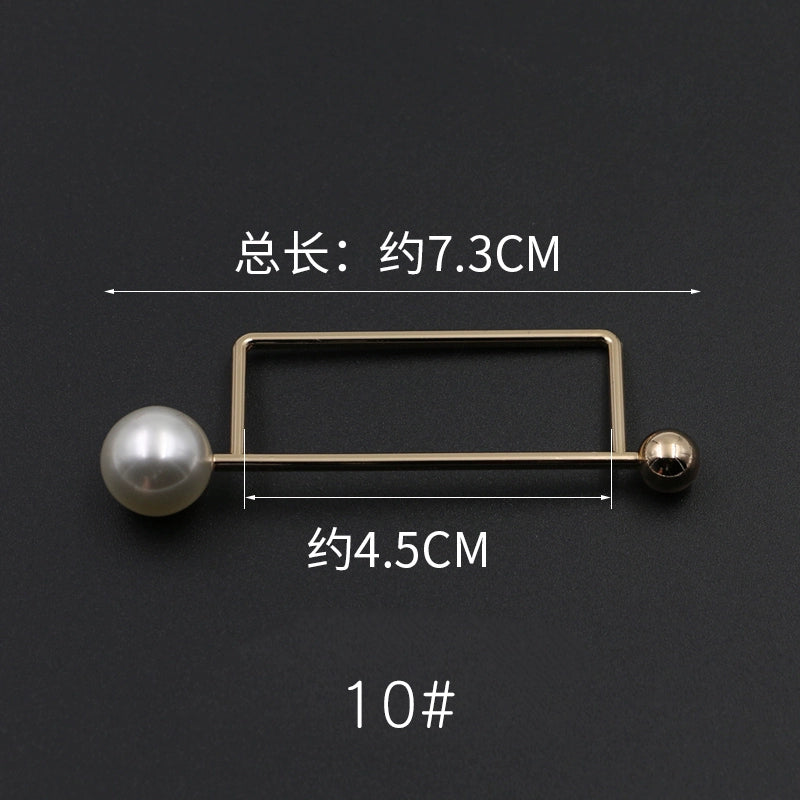 3529★ Versión coreana de moda con hebilla de anillo de metal, hebilla de alfiler de perla, abrigo, chaqueta, suéter, bufanda, accesorios, hebilla decorativa, hebilla de cinturón
