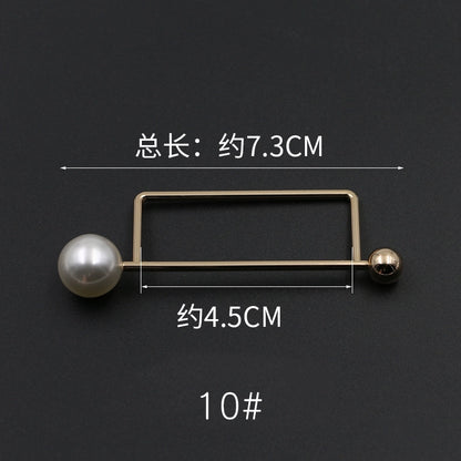 3529★ Versión coreana de moda con hebilla de anillo de metal, hebilla de alfiler de perla, abrigo, chaqueta, suéter, bufanda, accesorios, hebilla decorativa, hebilla de cinturón