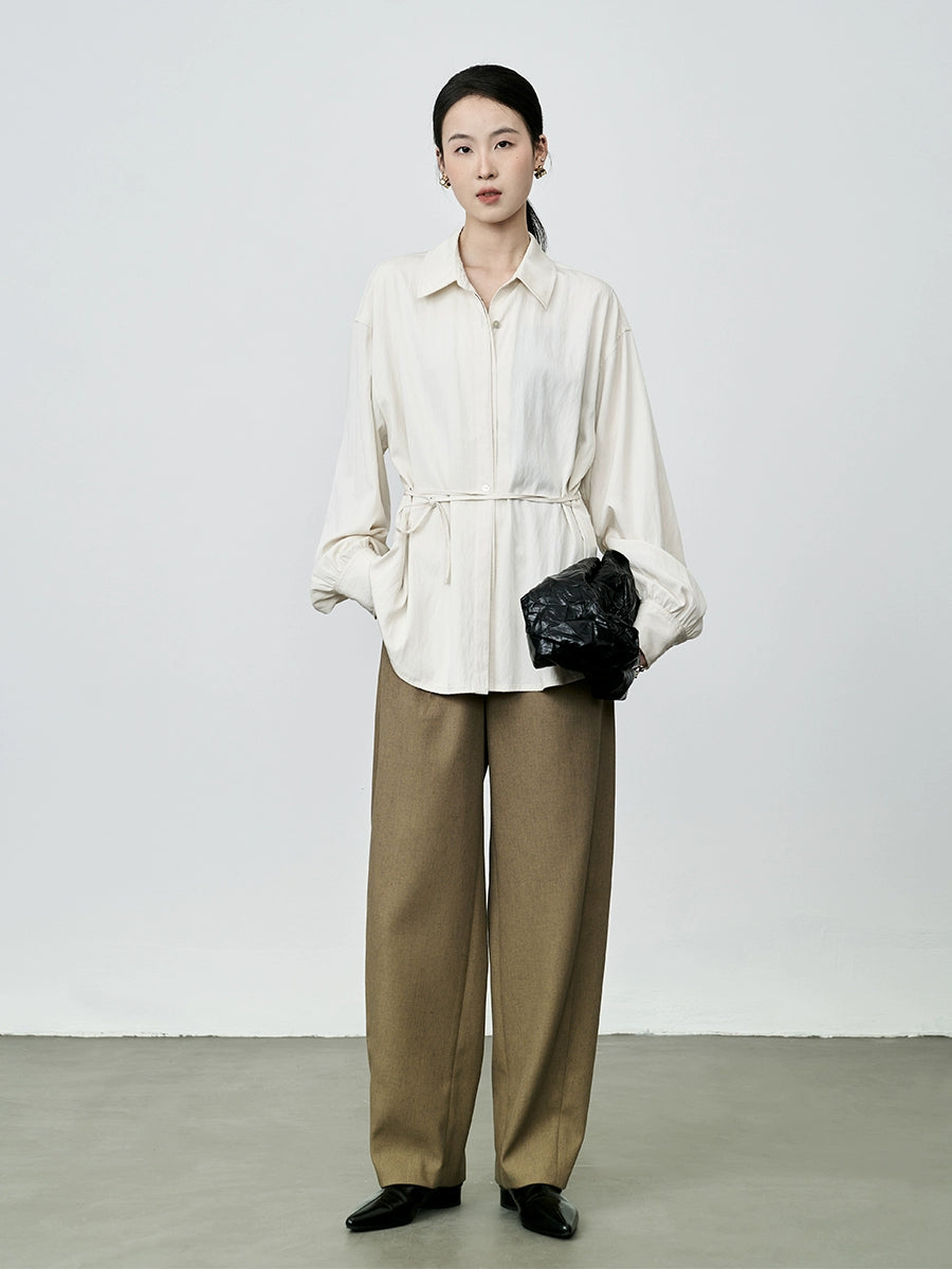 Pantalones de traje de cintura alta con diseño de cono de café de CAREMIND, pantalones ajustados informales y versátiles para mujer, para pies pequeños 