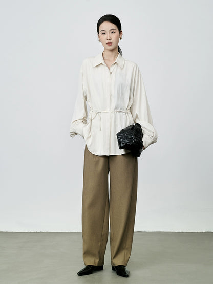 Pantalones de traje de cintura alta con diseño de cono de café de CAREMIND, pantalones ajustados informales y versátiles para mujer, para pies pequeños 