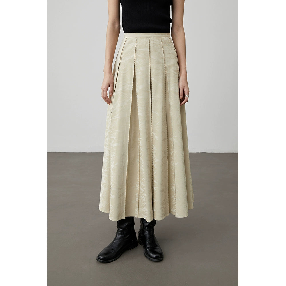 [Serrated leather skirt] CAREMIND new Chinese style horse face skirt retro dark pattern jacquard a-word skirt