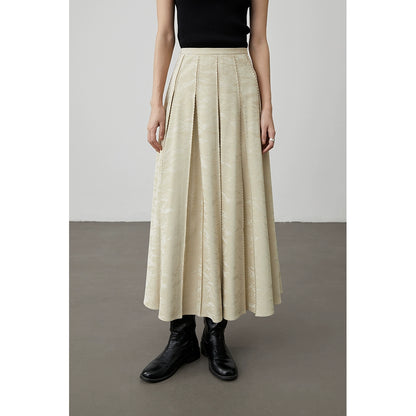 [Serrated leather skirt] CAREMIND new Chinese style horse face skirt retro dark pattern jacquard a-word skirt