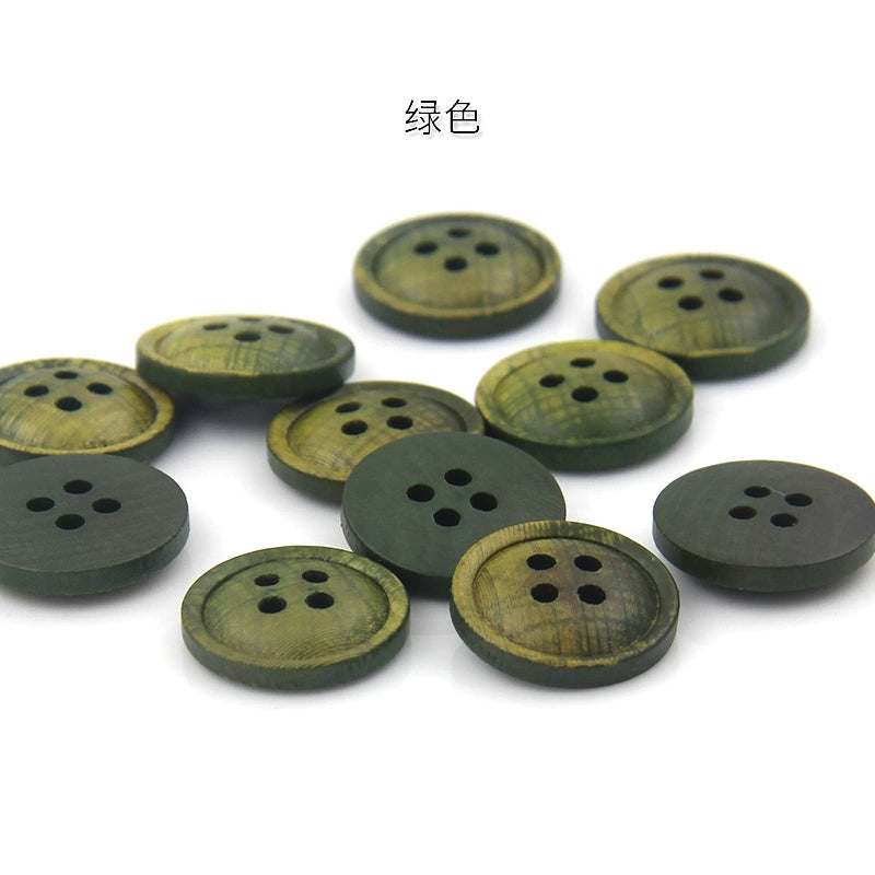 3466★ Botones de madera de colores Botones pintados con impresión en color epoxi Botones de traje Botones de camisa con patrón de madera Botones de camisa de cuatro ojales