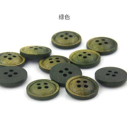 3466★ Botones de madera de colores Botones pintados con impresión en color epoxi Botones de traje Botones de camisa con patrón de madera Botones de camisa de cuatro ojales