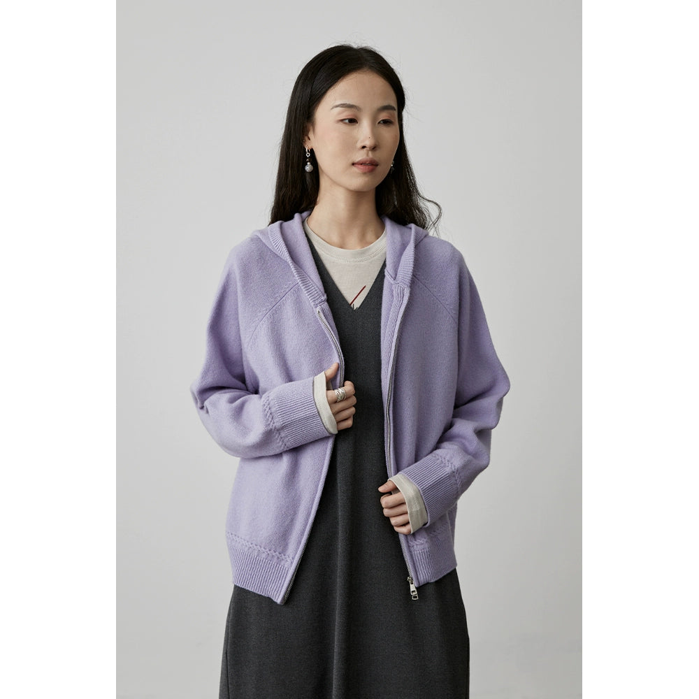 [Suéter Berry] CAREMIND Suéter con capucha y cremallera de cuatro colores y doble cabeza Chaqueta de punto Chaqueta superior para mujer Otoño 