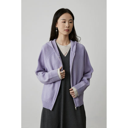 [Suéter Berry] CAREMIND Suéter con capucha y cremallera de cuatro colores y doble cabeza Chaqueta de punto Chaqueta superior para mujer Otoño 