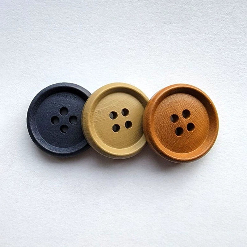 3424★ Botones redondos de madera color caqui para ropa de hombre y mujer, traje, suéter, cárdigan, botones pequeños hechos a mano DIY