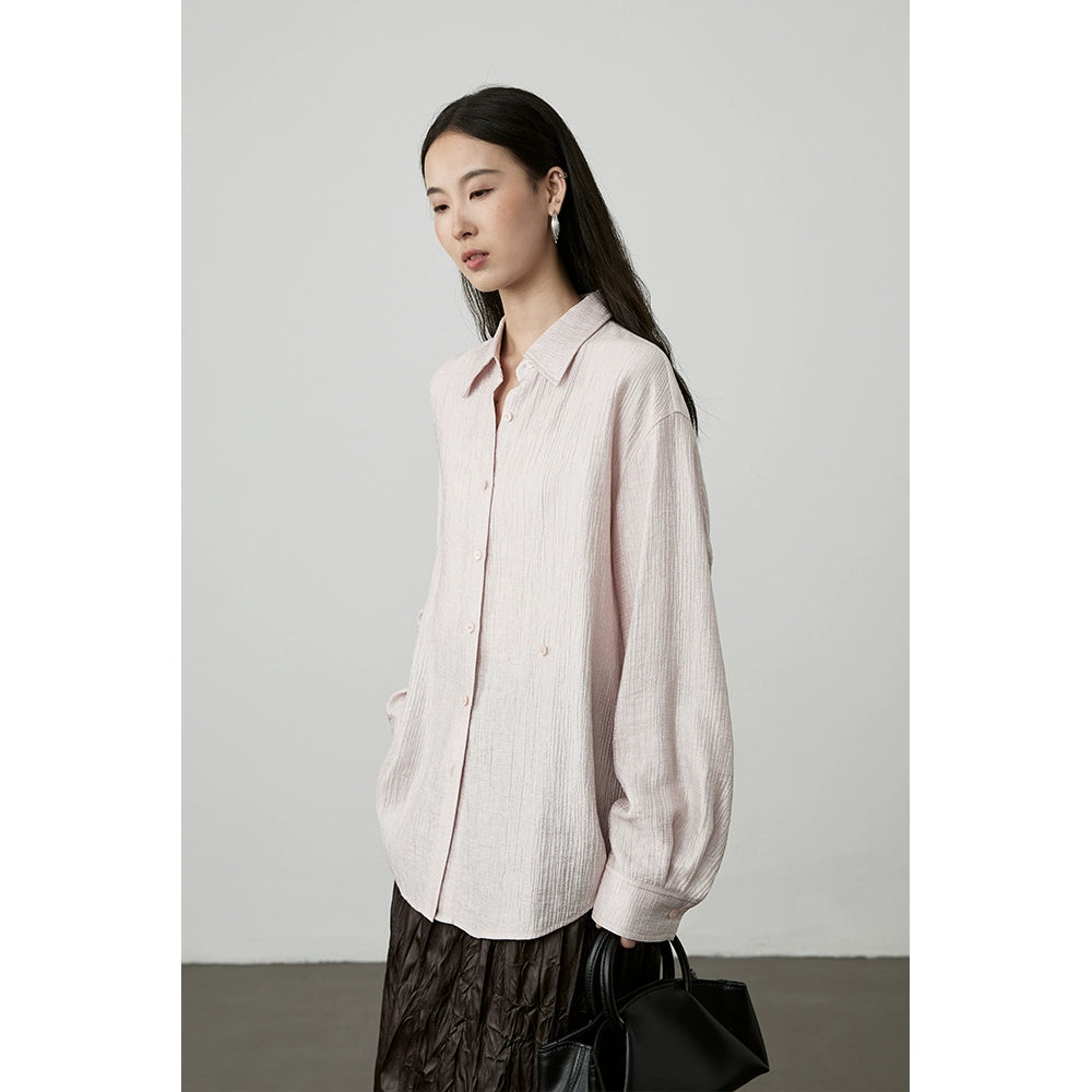 [Estética china] Camisa de alta gama de manga larga para viajeros con textura antiarrugas de alta calidad y tres colores CAREMIND