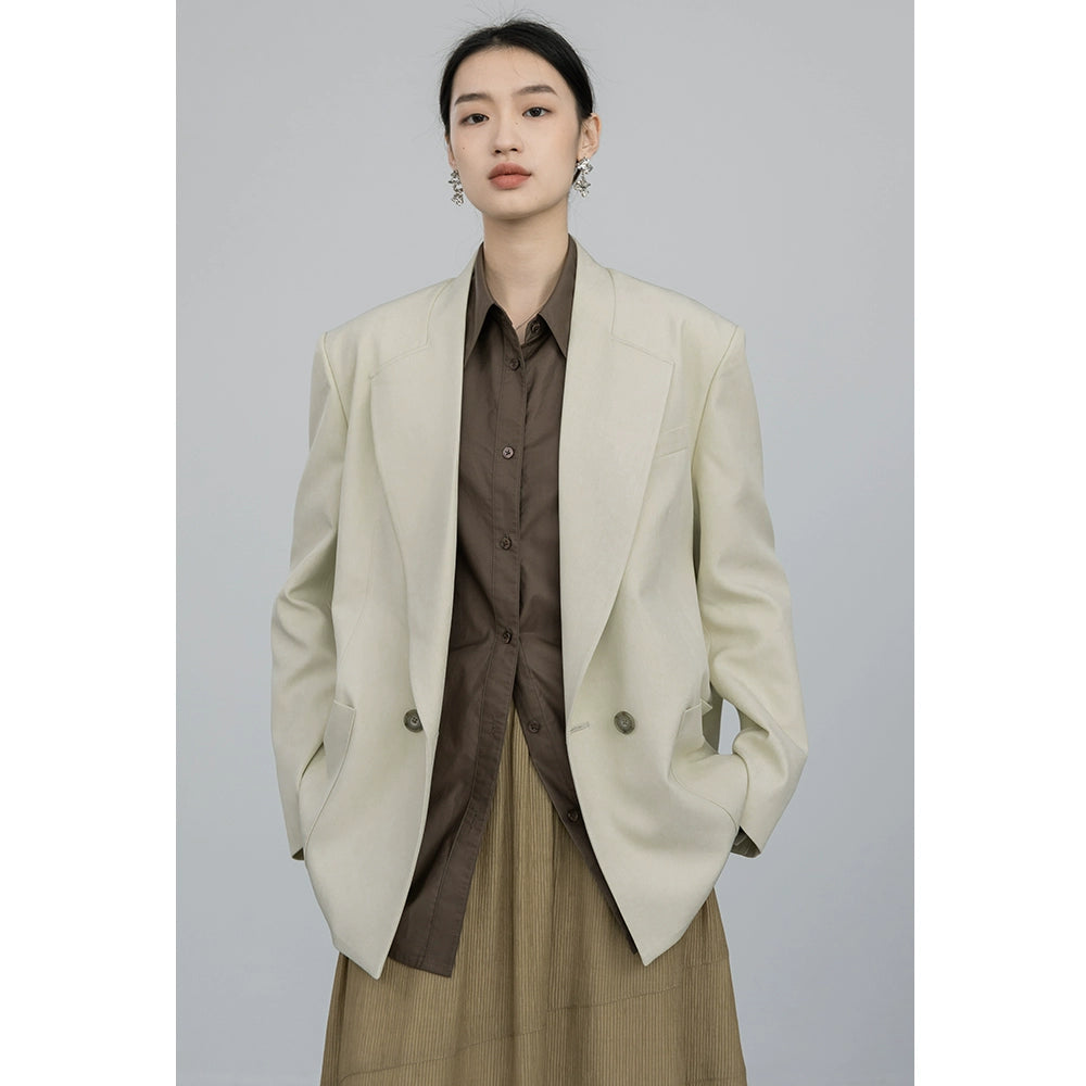 CAREMIND [Doublure vanille] Blazer blanc original et simple pour l'automne, nouveau costume haut