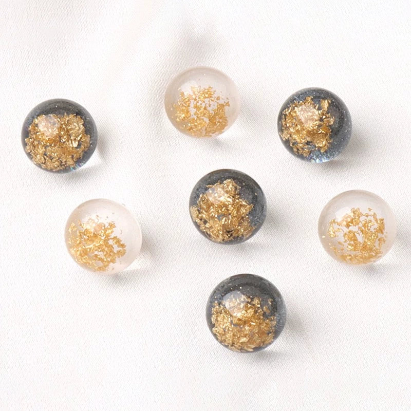 3486★ Botones de perlas de lámina dorada con incrustaciones de resina, estilo chino Tang, botones de disco para cheongsam Hanfu, camisa, cárdigan, botones de cuentas redondas