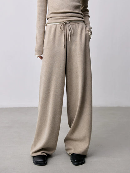 Pantalones deportivos informales de pierna ancha con cordón ajustable, de color liso, con tejido de pelo súper ajustado de CAREMIND 