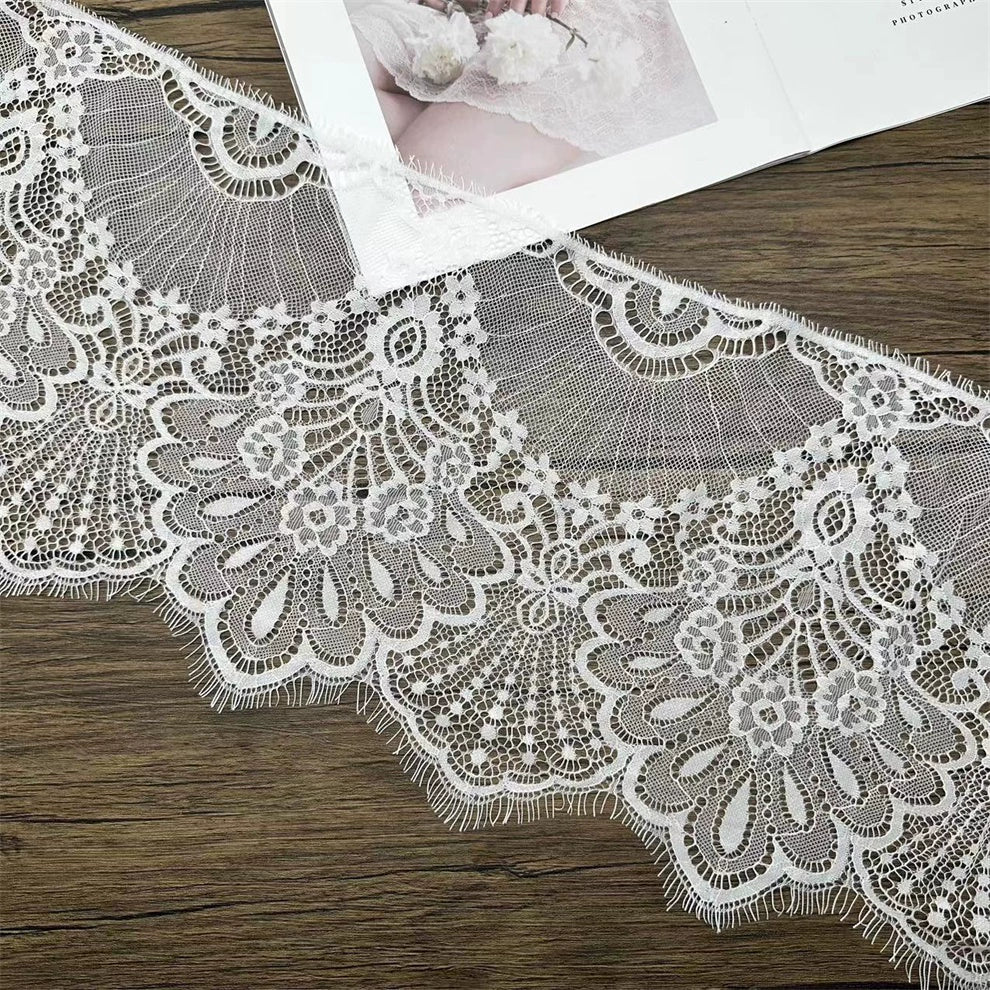 3743 Ancho 25 cm, encaje de pestañas unilateral retro, vestido alargado empalme velo de novia accesorios de vestir