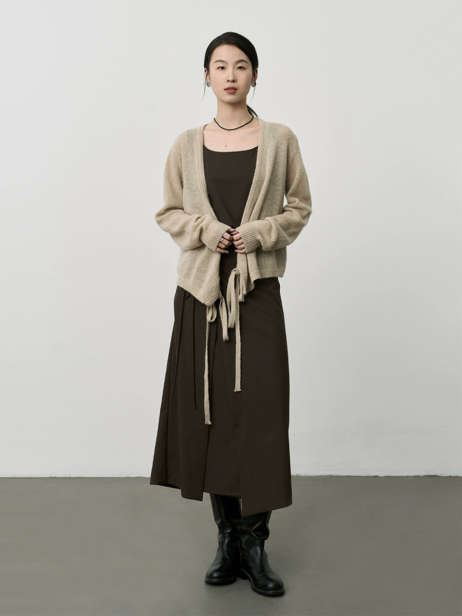 Conjunto de dos piezas con chaleco y cuello cuadrado estilo Yamamoto de CAREMIND, falda irregular 