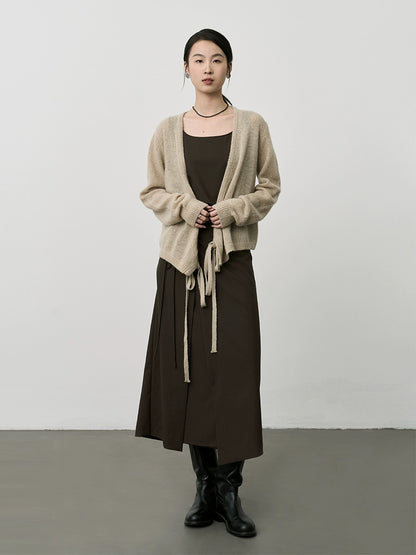 Conjunto de dos piezas con chaleco y cuello cuadrado estilo Yamamoto de CAREMIND, falda irregular 