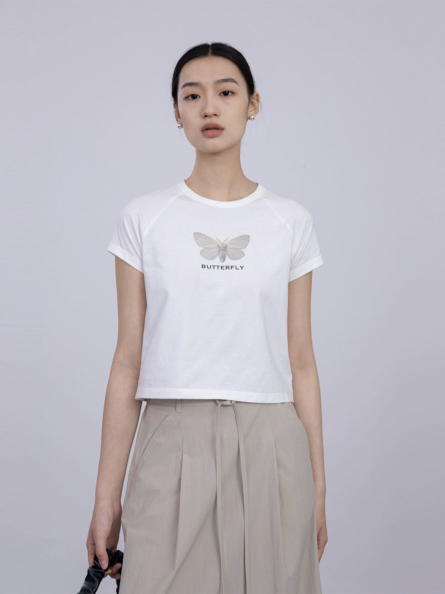 [Oferta especial por tiempo limitado] CAREMIND Camiseta ajustada de cuello redondo de manga corta para mujer, en blanco y negro, sencilla, transpirable, corta para mujer 