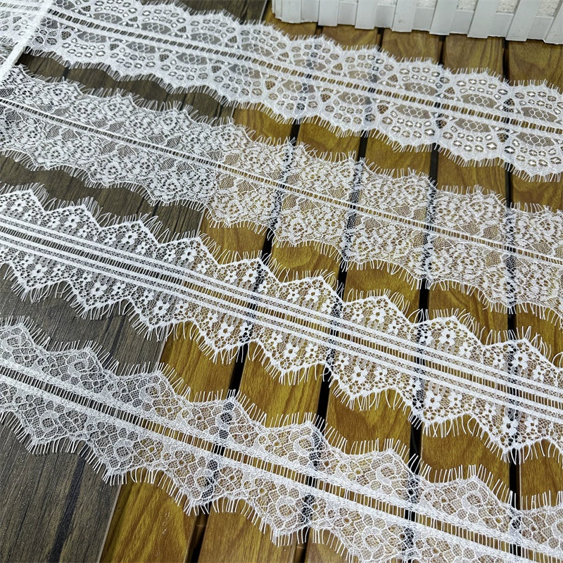 3739 Ropa de alta calidad en blanco y negro, accesorios para vestidos de novia, tela de encaje hueco, ropa interior, encaje de pestañas unilateral