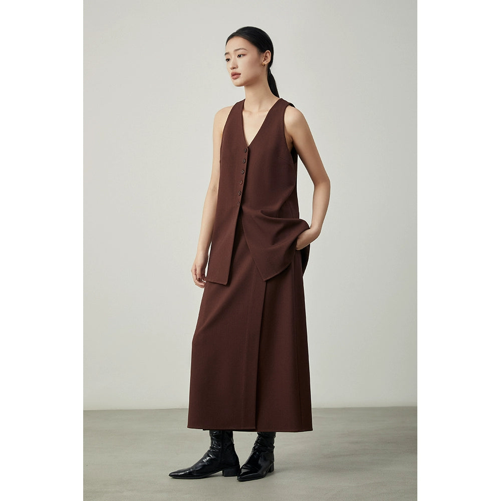 [Offre spéciale à durée limitée] Haut sans manches pour femme, jupe moyenne et longue, tenue d'automne avec un ensemble complet de bas