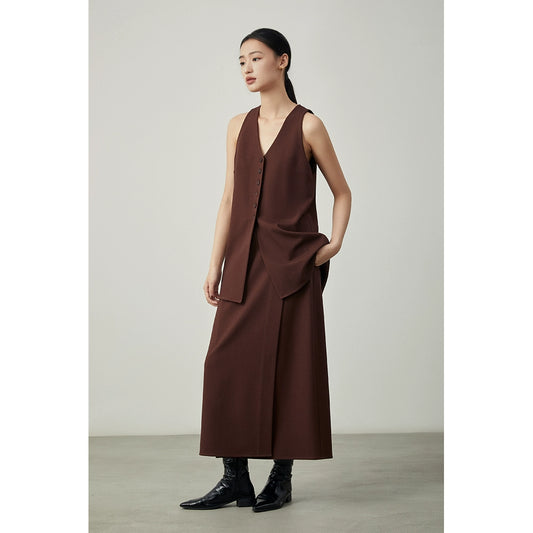[Oferta especial por tiempo limitado] Chaleco sin mangas para mujer, falda media y larga, ropa de otoño con un conjunto completo de pantalones 