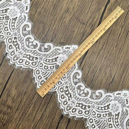 3750 Accessoires exquis en dentelle de cils, bord en dentelle de cils ondulé épaissi, vêtements en voile faits à la main largeur 17 cm