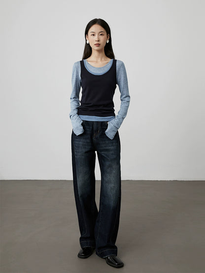 [Anxin T] Suéter de lana Tencel personalizado de cuatro colores CAREMIND, camisa de fondo clásica y sencilla para mujer que no daña la piel 