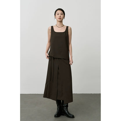 Conjunto de dos piezas con chaleco y cuello cuadrado estilo Yamamoto de CAREMIND, falda irregular 