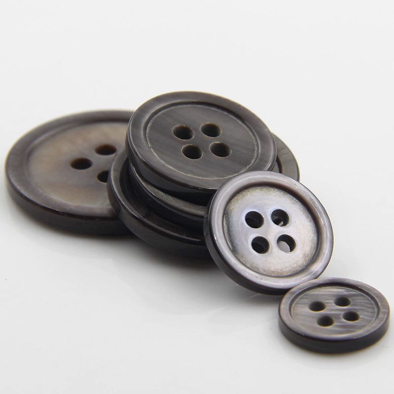3383★  Grey shell buttons buttons Four-eye thin edge buttons Shirt shirt buttons Suit buttons Coat buttons Decorative buttons