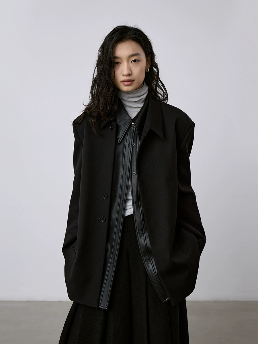 [Offre à durée limitée] Nouveau costume noir chinois Niche Chic décolleté automne et hiver veste haut de costume haut de gamme