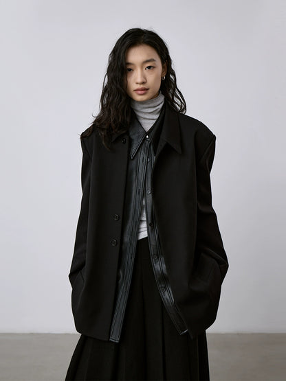 [Offre à durée limitée] Nouveau costume noir chinois Niche Chic décolleté automne et hiver veste haut de costume haut de gamme