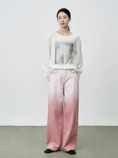 CAREMIND rose vitalité changement progressif ensemble teinture pantalon droit automne drapé mince jambe large pantalon décontracté