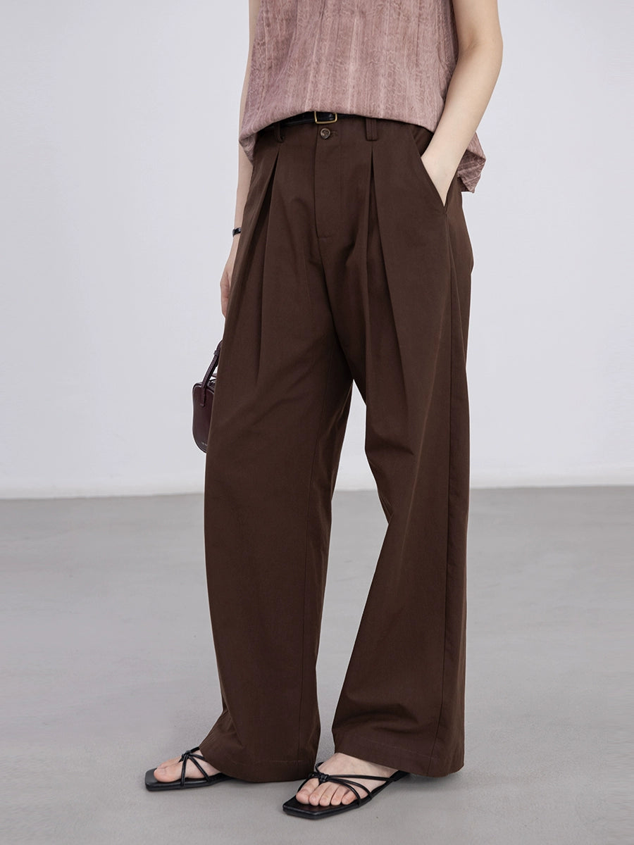 [Oferta por tiempo limitado] Pantalones casuales de pierna ancha para viajeros marrones, pantalones largos holgados de cintura alta sencillos clásicos 