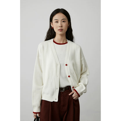 [Shu Nuan Wool] CAREMIND Simple Worsted 100% Wool Set Crew Neck Vest Cardigan Two-piece Set Autumn