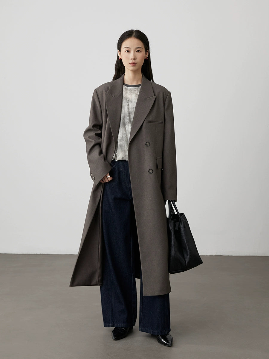 [Notas flotantes] Camiseta de manga larga con cuello redondo y manchas irregulares holgadas de CAREMIND, parte inferior gris y blanca para mujer 