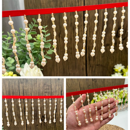 3694 Nuevo producto de 10 cm de ancho, cortina industrial pesada con borlas, accesorios de encaje con cuentas, cortinas hechas a mano DIY, ropa de boda, lámpara de escritorio, decoración