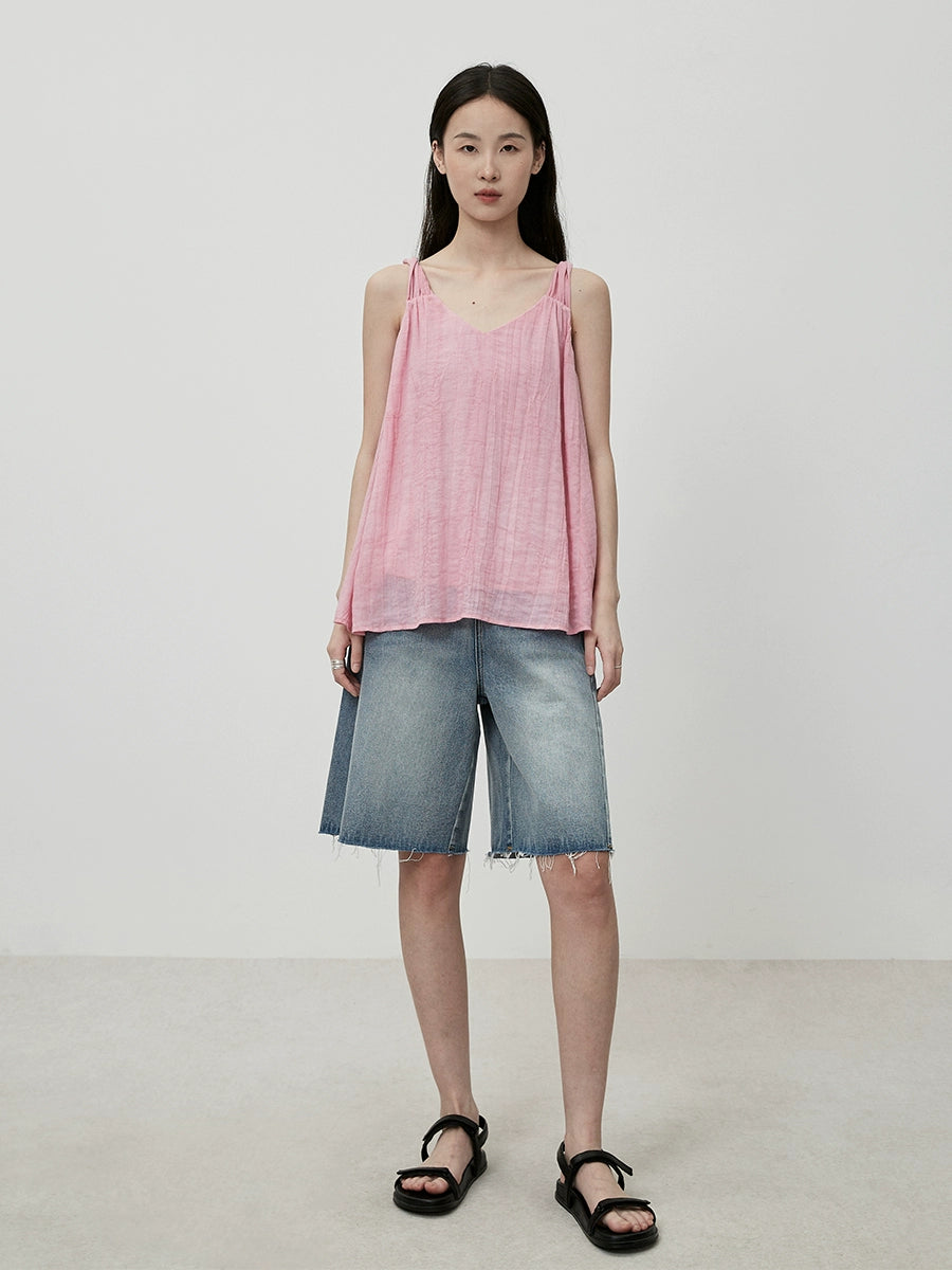 Pantalones vaqueros azules rectos con bordes sin rematar de cinco puntas de CAREMIND, pantalones holgados, ajustados y versátiles de cintura alta para mujer 