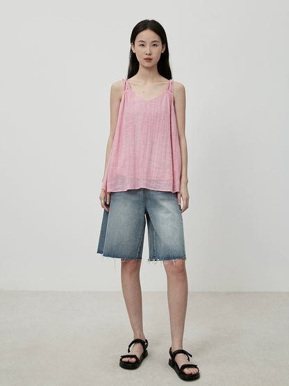 Pantalones vaqueros azules rectos con bordes sin rematar de cinco puntas de CAREMIND, pantalones holgados, ajustados y versátiles de cintura alta para mujer 