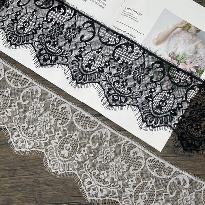 3753 Ancho 14CM Encaje de tul unilateral con pestañas, material de empalme decorativo para ropa de cama, vestido de novia