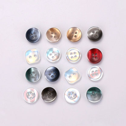 3349★  Versatile black and white men's short-sleeved t-shirt polol shirt round small button shirt buttons women's chiffon shirt buttons