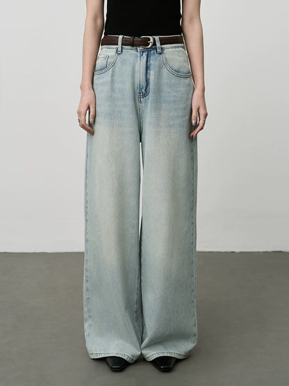 Pantalones vaqueros de pierna ancha de color azul claro CAREMIND, pantalones ajustados de cintura alta y pierna recta, pantalones de verano que fregan el suelo 