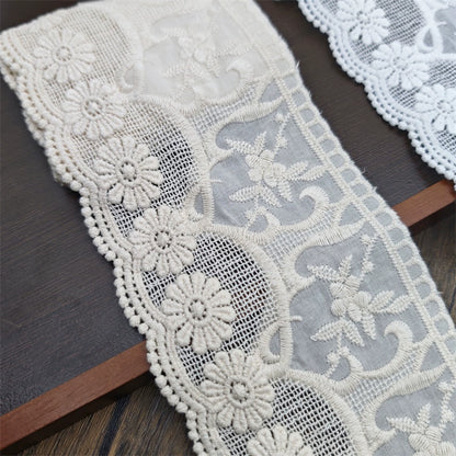 Encaje bordado de algodón puro de alta calidad, 3804 cm de ancho y 10 cm de alto, hecho a mano, para ropa, dobladillo de falda, escote extendido, accesorios de ropa