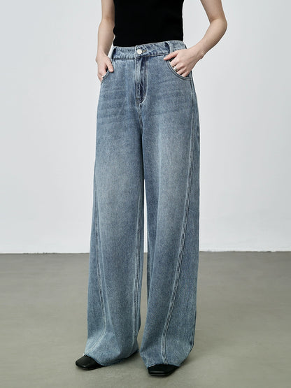 [Nuevo producto] Pantalones vaqueros de pierna ancha estilo retro americano CAREMIND, pantalones holgados con drapeado hacia adelante y nicho 