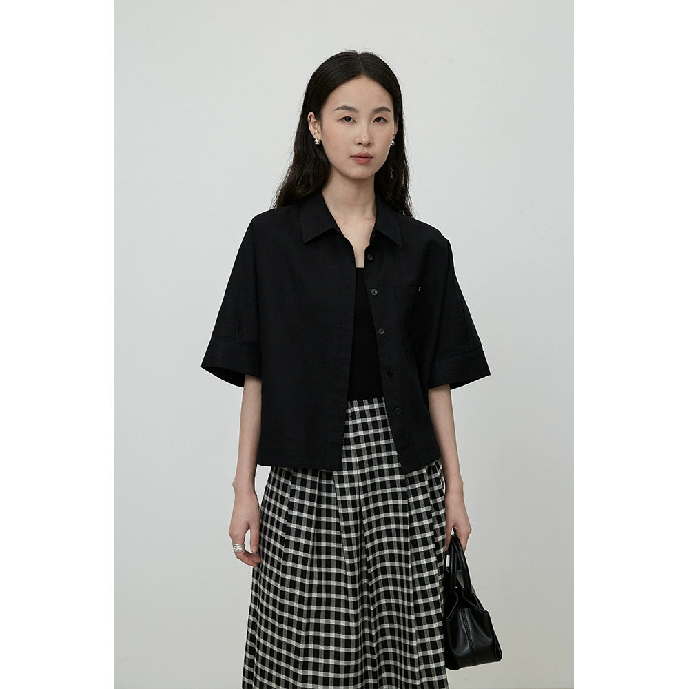 Camisa corta con cuello polo de manga corta negra CAREMIND para hombre pequeño con abrigo corto con bolsillos grandes 