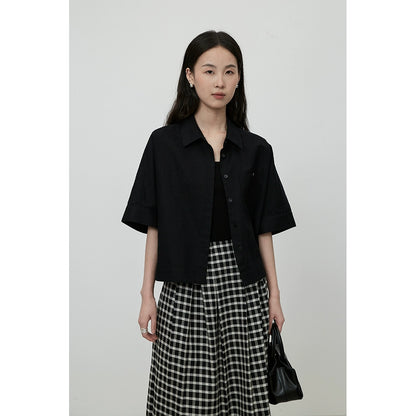 Camisa corta con cuello polo de manga corta negra CAREMIND para hombre pequeño con abrigo corto con bolsillos grandes 