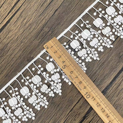 3672 Exquisito encaje DIY ropa cortinas accesorios textiles para el hogar encaje con flecos de seda de leche bordado soluble en agua