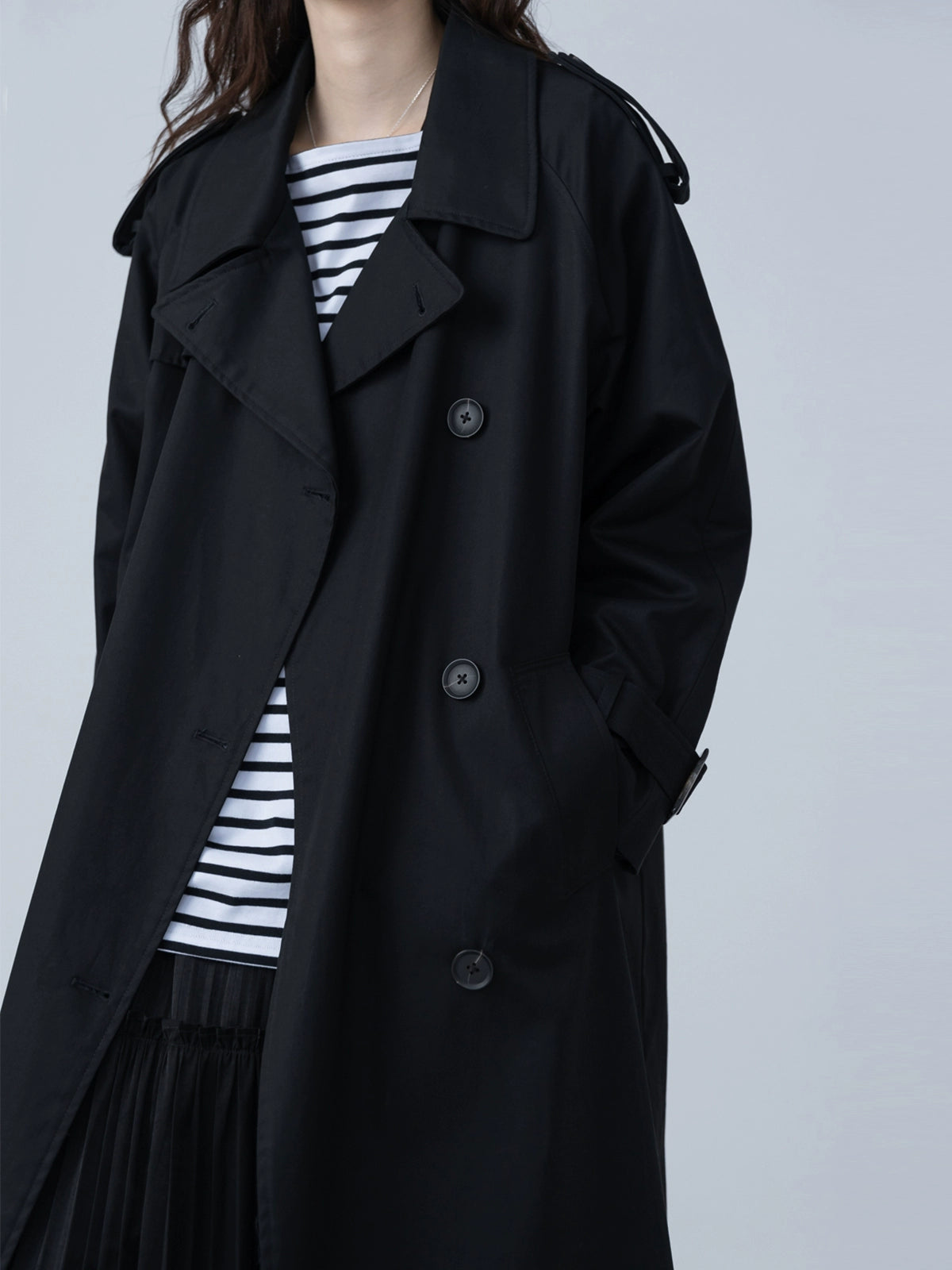 CAREMIND original diseño cruzado sentido nicho gabardina caqui mujer rodilla media y larga otoño 