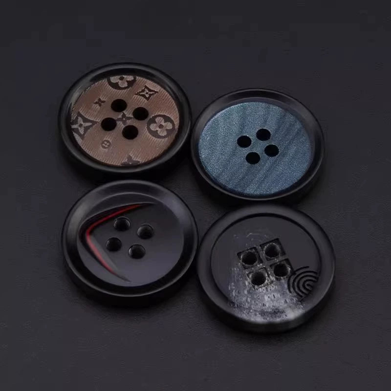 3439★ Abrigo de traje para mujer, botones decorativos de alta gama, botones redondos, ropa, chaqueta, suéter, traje, botones negros, botones de resina