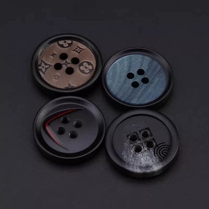 3439★ Abrigo de traje para mujer, botones decorativos de alta gama, botones redondos, ropa, chaqueta, suéter, traje, botones negros, botones de resina