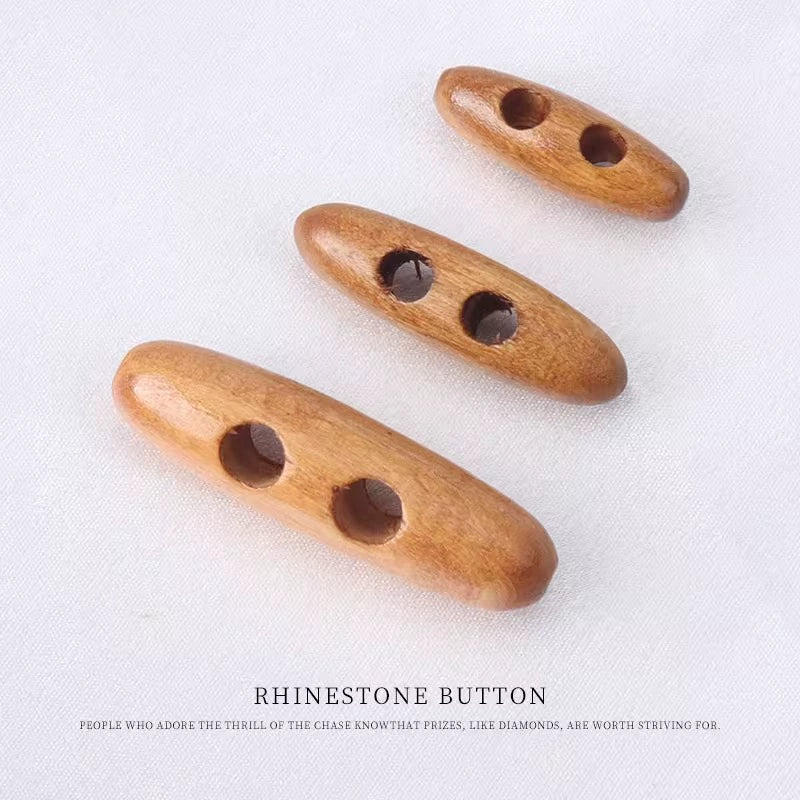 3262★  High-end wood button coat sweater trench coat woolen temperament horn buckle olive buckle natural wood buckle